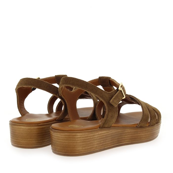SANDALES COMPENSEES MILLA VELOURS CAMEL SMS