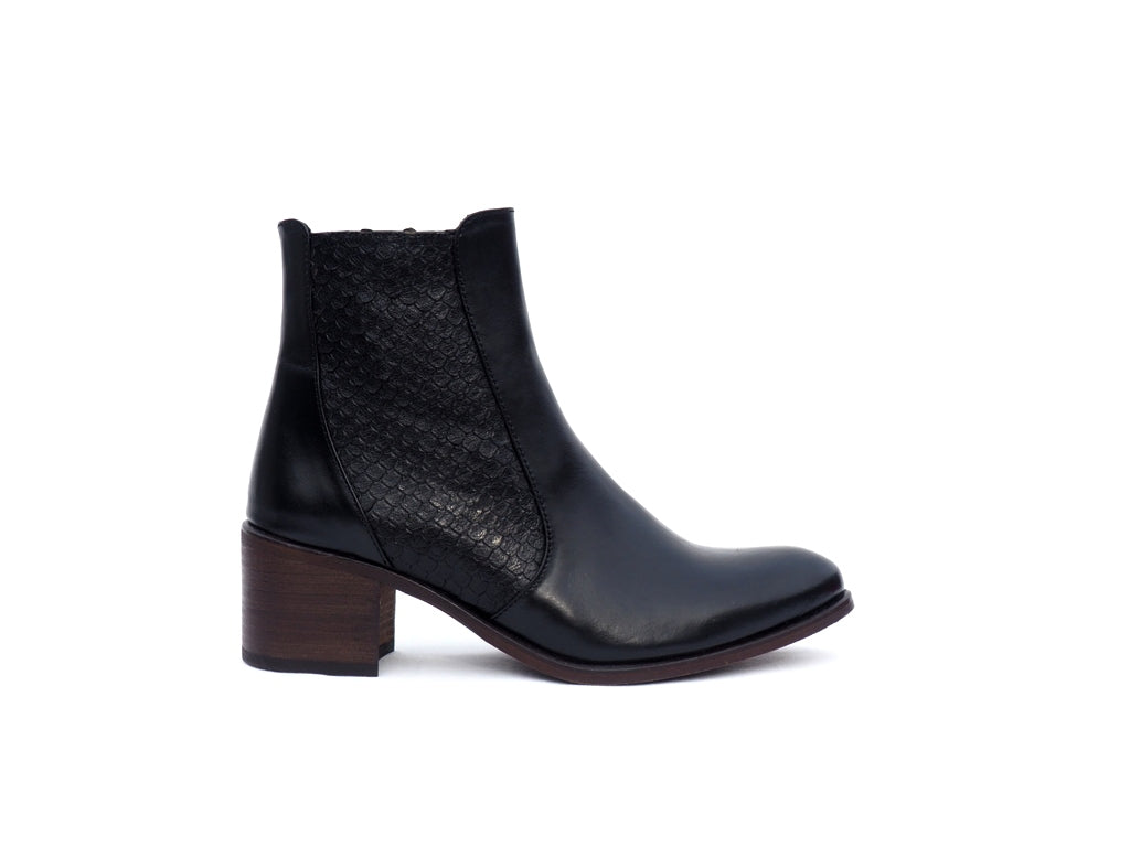 Bottines Svea Pully noir python noir Aliwell