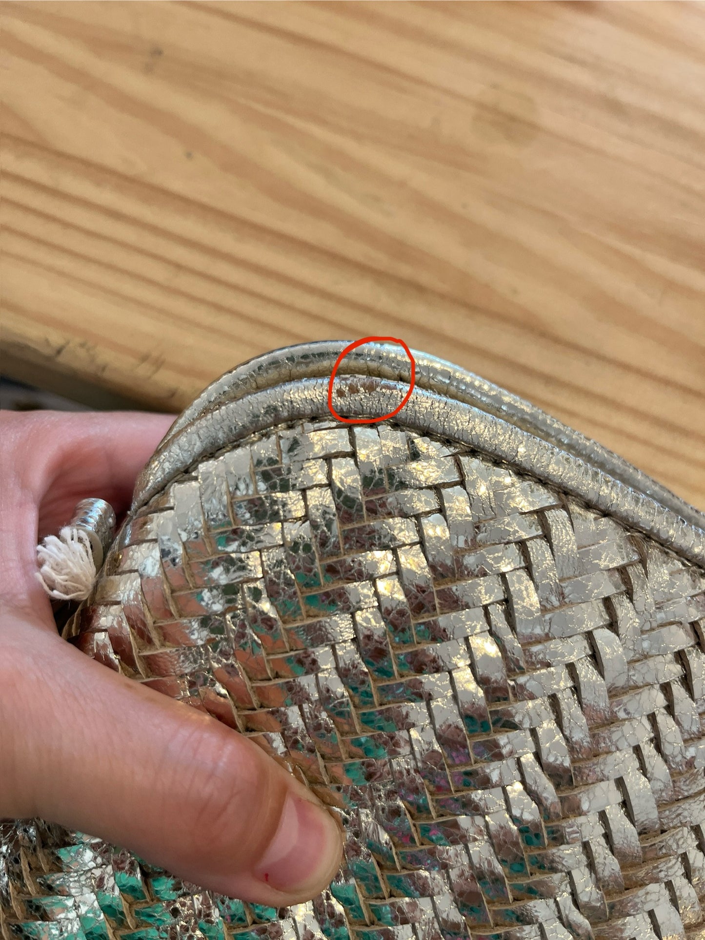 SAC DEMI-LUNE CUIR TRESSÉ DORÉ MIA