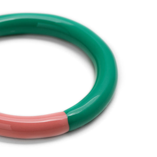 BAGUE 'DOUBLE COLOR' LIGHT GREEN/ BURNT CORAL | LULU COPENHAGEN