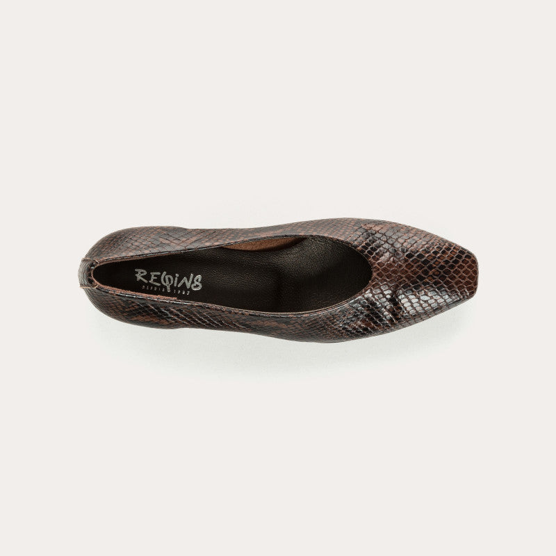 Ballerines à talons Favorite Python marron Reqins