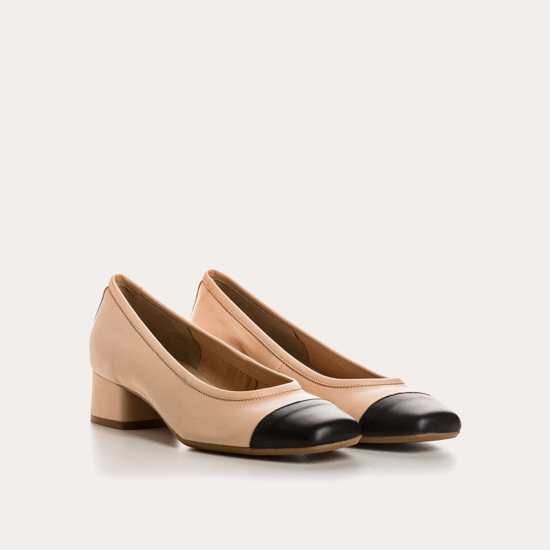 Ballerines à talons Kana Nude et Noir REQINS
