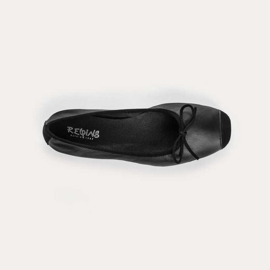 REQINS HARMONY CUIR NOIR BALLERINES