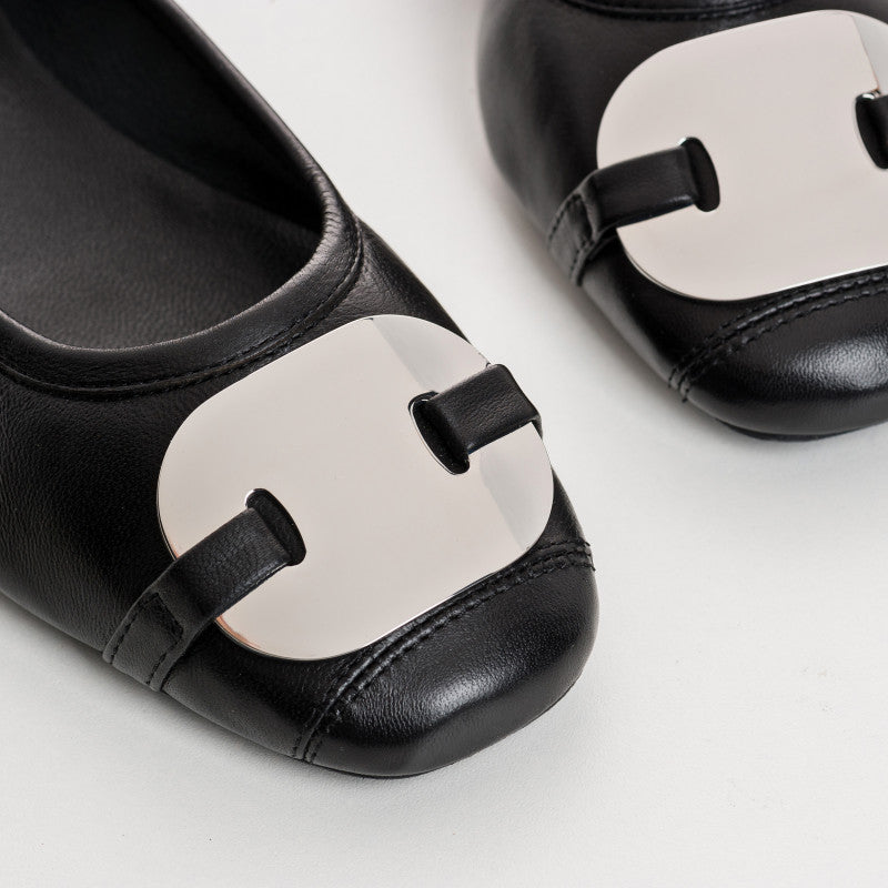 REQINS HERMES NOIR BALLERINES