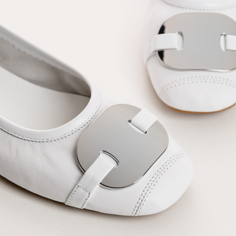 REQINS HERMES BLANC BALLERINES