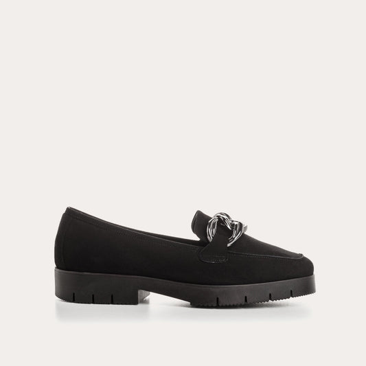 REQINS NORA CUIR VELOURS NOIR MOCASSINS