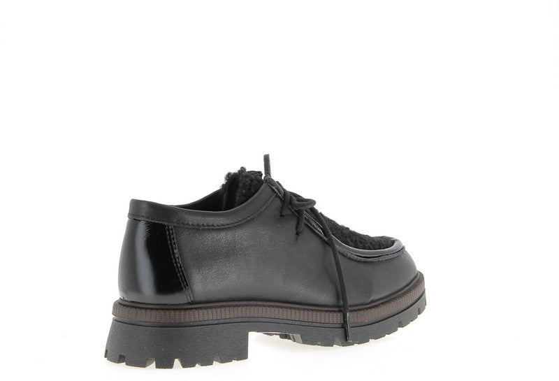 Derbies Etreham cuir noir et sherpa Coco Abricot