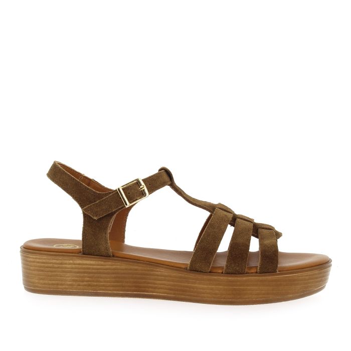 SANDALES COMPENSEES MILLA VELOURS CAMEL SMS