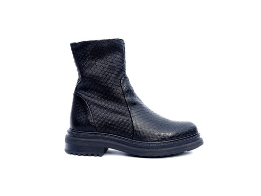 Bottines FLYNT Cuir noir effet Python ALIWELL