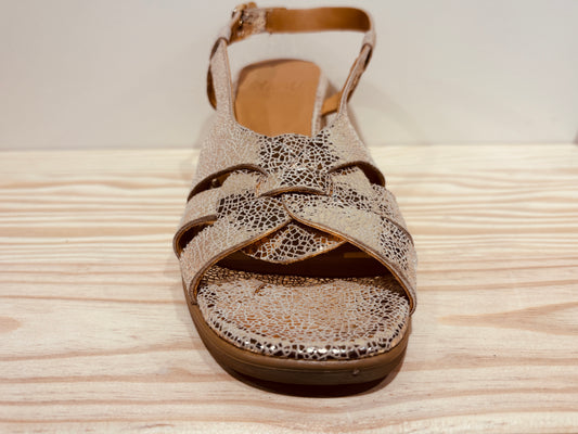 Sandales Opale Cuir Craquelé doré Aliwell
