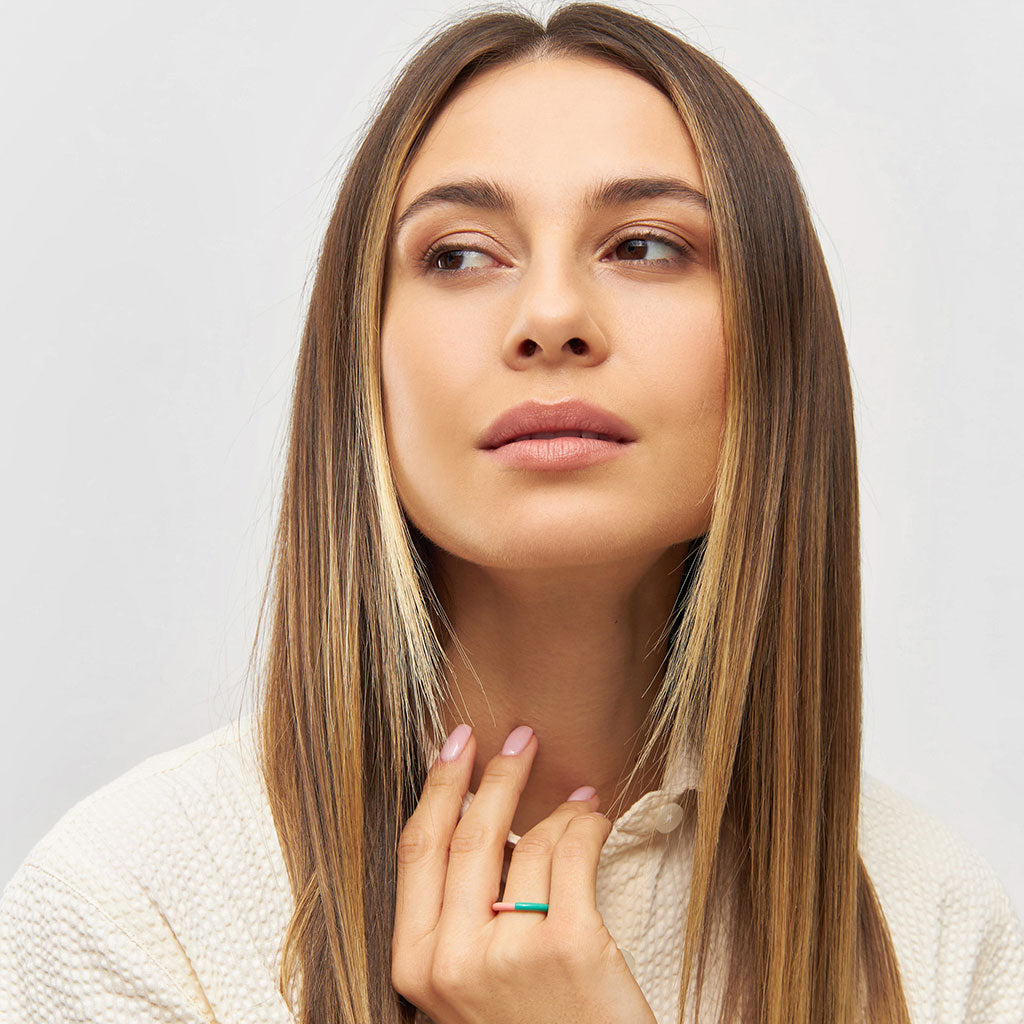 BAGUE 'DOUBLE COLOR' LIGHT GREEN/ BURNT CORAL | LULU COPENHAGEN