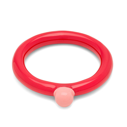 BAGUE 'COLOR RING TOP' HOT CORAL/BURNT CORAL | LULU COPENHAGEN