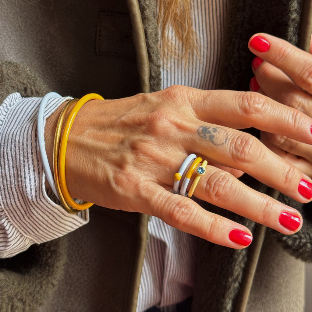 BAGUE 'COLOR CRYSTAL' SOFT YELLOW | LULU COPENHAGEN