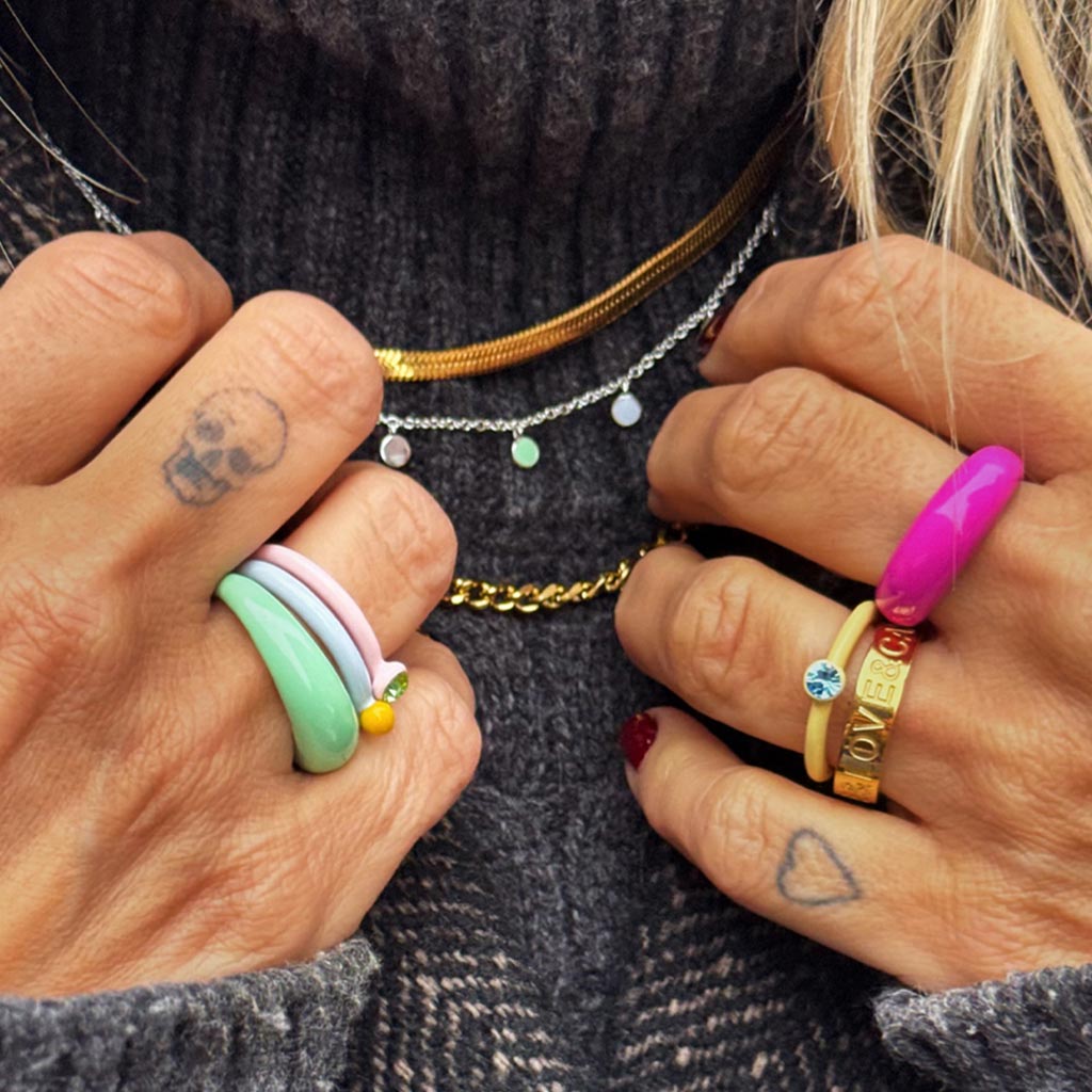 BAGUE 'COLOR CHUNKY' SEASALT GREEN | LULU COPENHAGEN