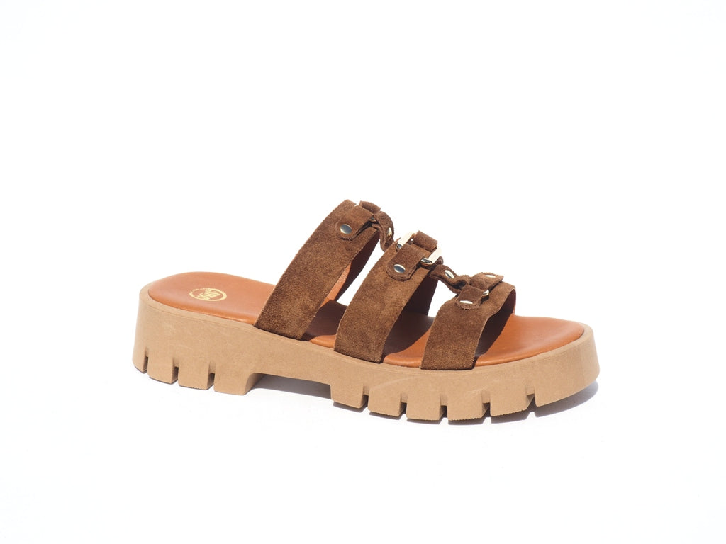 SANDALES MULES CATAINA VELOURS CAMEL SMS
