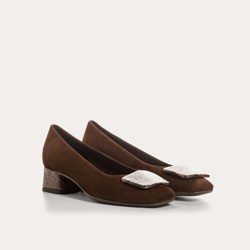 Ballerines à talons Kefir cuir velour Python Reqins