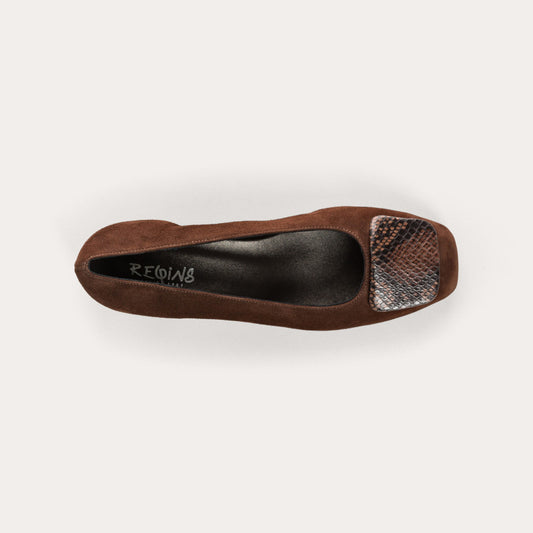 Ballerines à talons Kefir cuir velour Python Reqins
