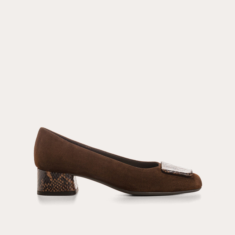 Ballerines à talons Kefir cuir velour Python Reqins