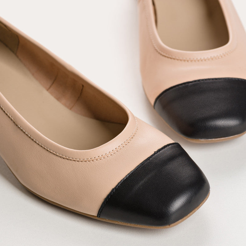 Ballerines à talons Kana Nude et Noir REQINS