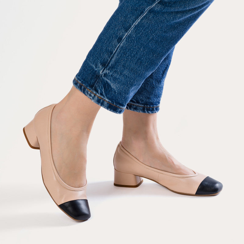 Ballerines à talons Kana Nude et Noir REQINS