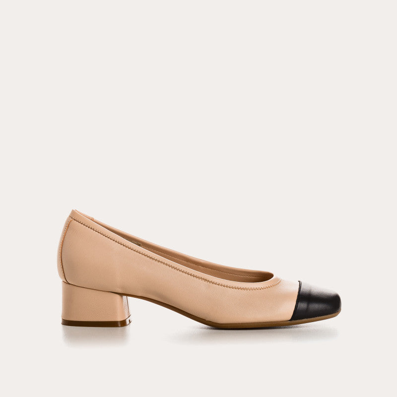 Ballerines à talons Kana Nude et Noir REQINS