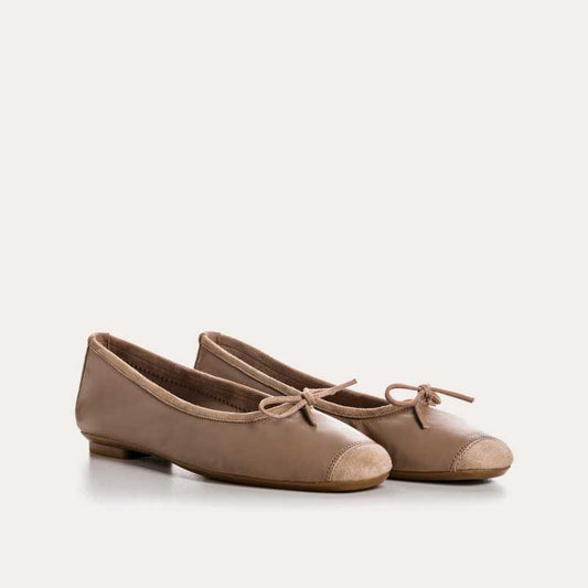 REQINS HARMONY CUIR BEIGE BALLERINES