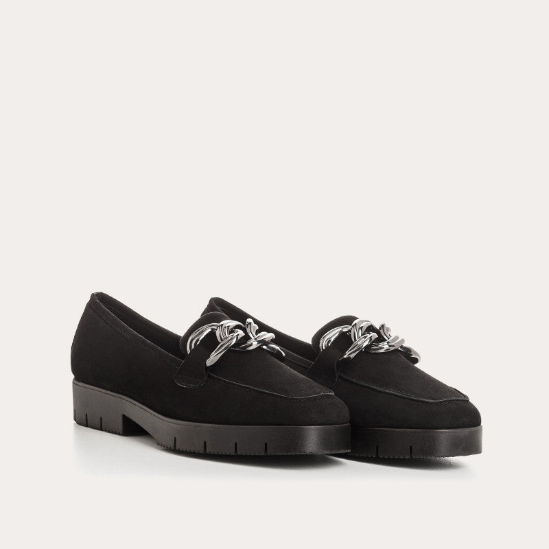 REQINS NORA CUIR VELOURS NOIR  MOCASSINS