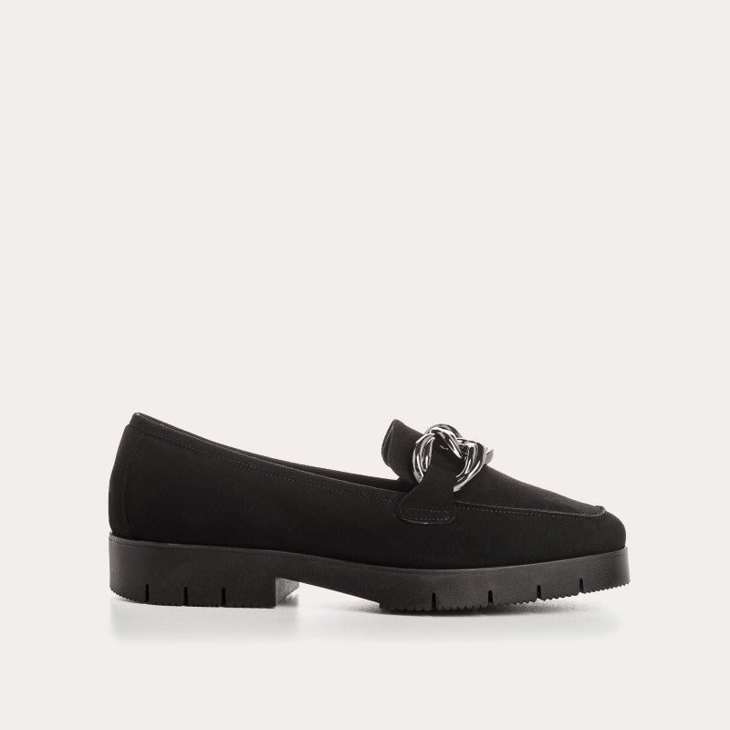 REQINS NORA CUIR VELOURS NOIR  MOCASSINS