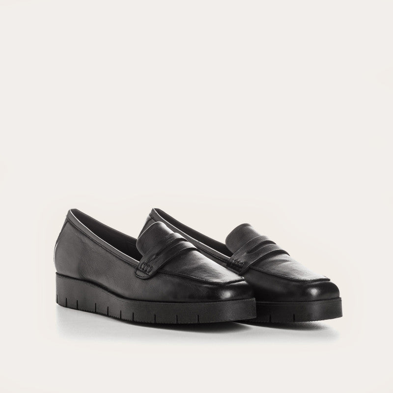 REQINS NOMANI CUIR NOIR MOCASSINS