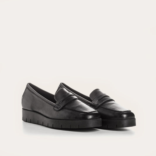 REQINS NOMANI CUIR NOIR MOCASSINS