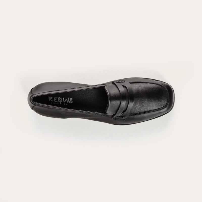 REQINS NOMANI CUIR NOIR MOCASSINS