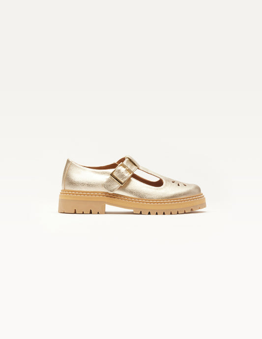 Derbies Romane ajourée cuir grainé doré Odaje