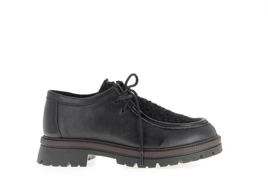 Derbies Etreham cuir noir et sherpa Coco Abricot
