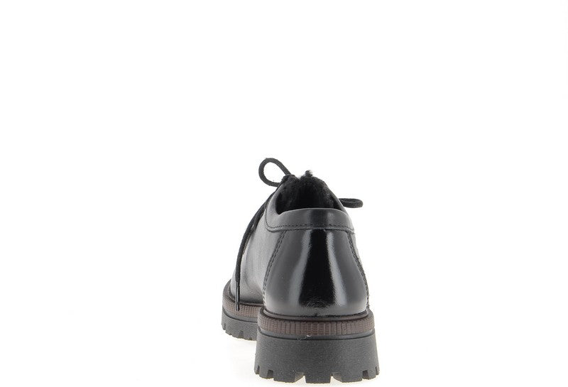 Derbies Etreham cuir noir et sherpa Coco Abricot