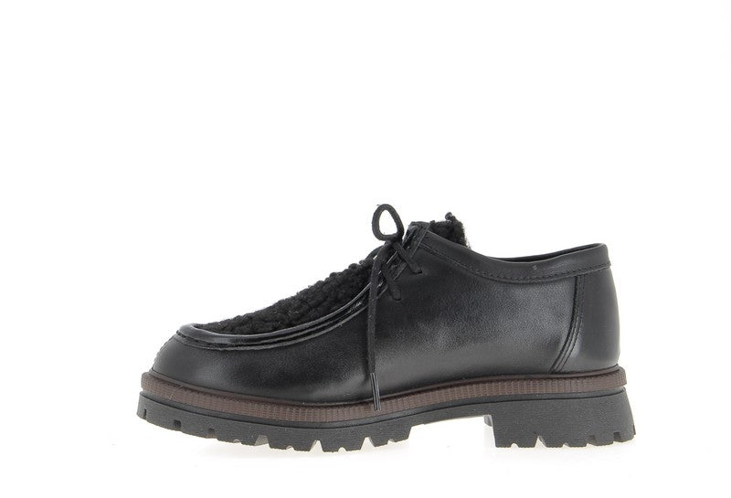 Derbies Etreham cuir noir et sherpa Coco Abricot