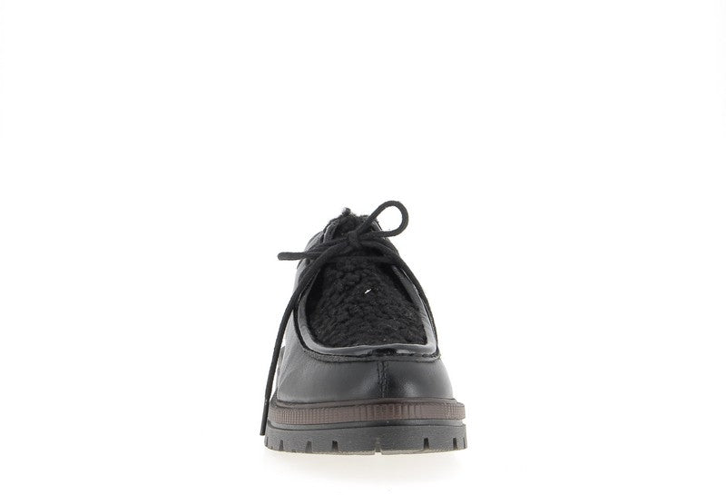 Derbies Etreham cuir noir et sherpa Coco Abricot